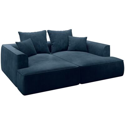 Unique Comfortabele driezitsbank met diepe zitting van blauw ribfluweel - PINETA - Blauw Unique Comfortabele driezitsbank met diepe zitting van blauw ribfluweel - PINETA - Blauw