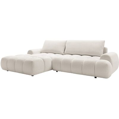 Unique Hoekslaapbank met hoek links in beige chenillestof - FARNETA - Beige Unique Hoekslaapbank met hoek links in beige chenillestof - FARNETA - Beige