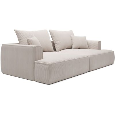 Unique Comfortabele vierzitsbank met diepe zitting van beige ribfluweel - PINETA - Beige Unique Comfortabele vierzitsbank met diepe zitting van beige ribfluweel - PINETA - Beige