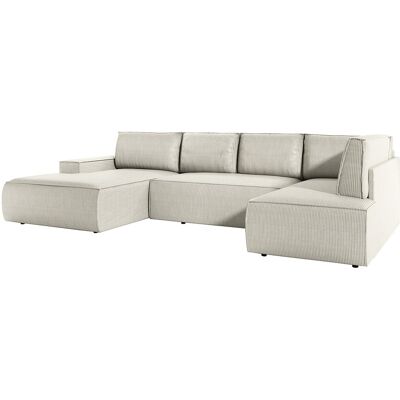 Unique Grote panoramische omkeerbare hoekslaapbank met hoek links van beige ribfluweel AMELIA - Beige Unique Grote panoramische omkeerbare hoekslaapbank met hoek links van beige ribfluweel AMELIA - Beige