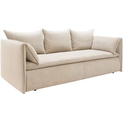 Unique Uitklapbare driezitsbank van beige ribfluweel met fijne ribbels TEODORA van PASCAL MORABITO - Beige Unique Uitklapbare driezitsbank van beige ribfluweel met fijne ribbels TEODORA van PASCAL MORABITO - Beige