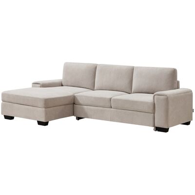 Unique Linkse hoekslaapbank van beige getextureerde stof EMBAPO - Beige Unique Linkse hoekslaapbank van beige getextureerde stof EMBAPO - Beige
