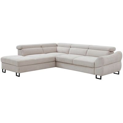 Unique Slaapbank hoek links in beige gestructureerde stof VAVERDO - Beige Unique Slaapbank hoek links in beige gestructureerde stof VAVERDO - Beige