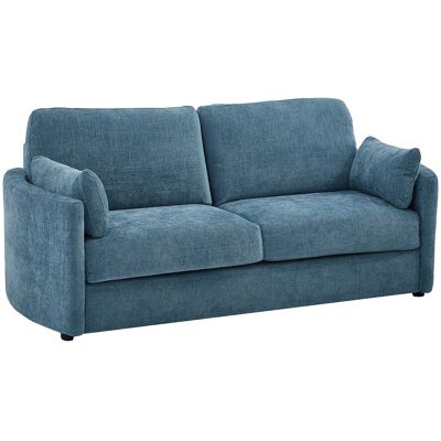 Unique Driezitsslaapbank express - Slaapoppervlak 140 cm - Matras 12 cm traagschuim in blauw getextureerde stof BAGOMI - Blauw Unique Driezitsslaapbank express - Slaapoppervlak 140 cm - Matras 12 cm traagschuim in blauw getextureerde stof BAGOMI - Blauw