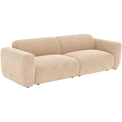 Unique Vierzitsslaapbank van geribbeld beige fluweel POGNI van Maison Céphy - Beige Unique Vierzitsslaapbank van geribbeld beige fluweel POGNI van Maison Céphy - Beige