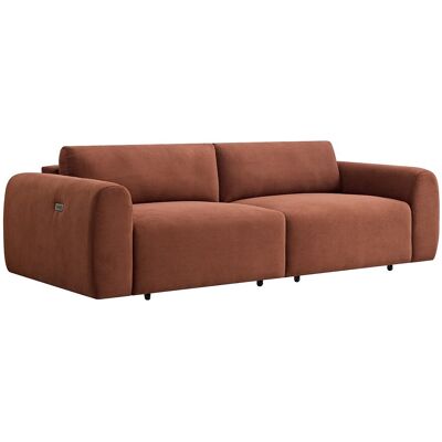 Unique Vierzitsbank met elektrisch verschuifbare zitting in fijnribs fluweel terracotta PASTARO - Terracotta Unique Vierzitsbank met elektrisch verschuifbare zitting in fijnribs fluweel terracotta PASTARO - Terracotta