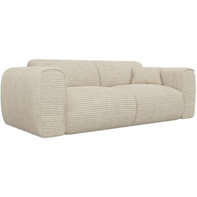 Unique Driezitsslaapbank express in beige corduroy - Slaapoppervlak 140 cm - Matras 16 cm met traagschuim POGNIA - Beige Unique Driezitsslaapbank express in beige corduroy - Slaapoppervlak 140 cm - Matras 16 cm met traagschuim POGNIA - Beige
