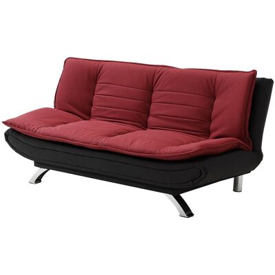 Unique Omkeerbare slaapbank klik-klak in rood en zwarte stof DEMIDO - Zwart, Rood Unique Omkeerbare slaapbank klik-klak in rood en zwarte stof DEMIDO - Zwart, Rood