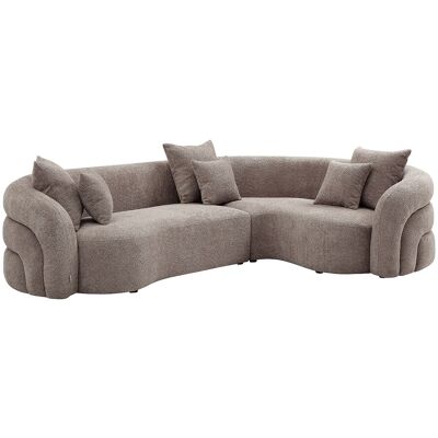Unique Hoekbank rechts in taupe boucléstof LAPIOTA van Maison Céphy - Taupe Unique Hoekbank rechts in taupe boucléstof LAPIOTA van Maison Céphy - Taupe