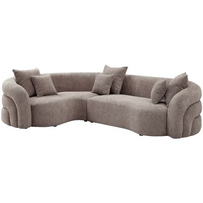 Unique Hoekbank links in taupe boucléstof LAPIOTA van Maison Céphy - Taupe Unique Hoekbank links in taupe boucléstof LAPIOTA van Maison Céphy - Taupe
