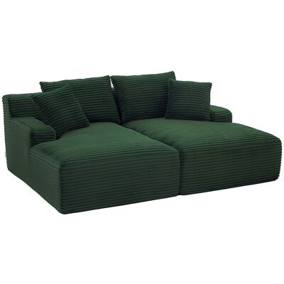 Unique DONILIA Compacte 3-zitsbank met diepe zit en comfortabele zitting in breedribbelig groen corduroy - Groen Unique DONILIA Compacte 3-zitsbank met diepe zit en comfortabele zitting in breedribbelig groen corduroy - Groen