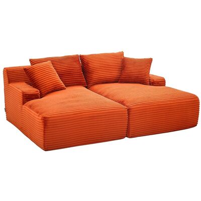 Unique DONILIA 3-zitsbank met diepe zit en comfortabele zitting in breed geribbeld terracotta corduroy - Terracotta Unique DONILIA 3-zitsbank met diepe zit en comfortabele zitting in breed geribbeld terracotta corduroy - Terracotta