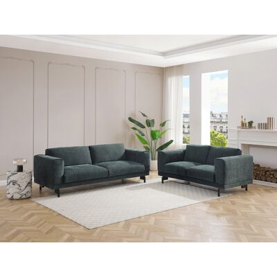 Unique Driezits- en tweezitsbanken in groene chenille stof DEMBOLA - Groen Unique Driezits- en tweezitsbanken in groene chenille stof DEMBOLA - Groen