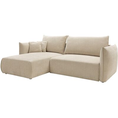 Unique Linkse hoekslaapbank van getextureerde beige stof CARISU - Beige Unique Linkse hoekslaapbank van getextureerde beige stof CARISU - Beige