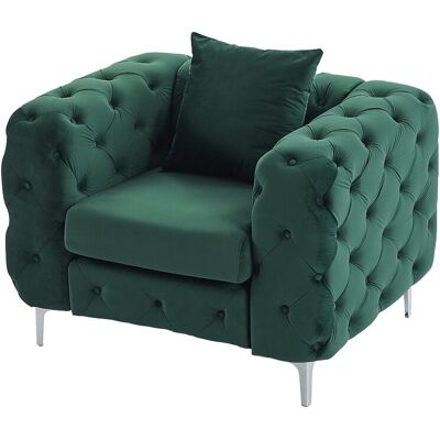 Unique Chesterfield fauteuil in groen fluweel EDWINA - Groen Unique Chesterfield fauteuil in groen fluweel EDWINA - Groen