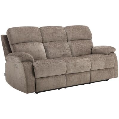 Unique Relaxbank 3 plaatsen met elektrische relaxfunctie en massagefunctie in taupe chenillestof KOCENI - Taupe Unique Relaxbank 3 plaatsen met elektrische relaxfunctie en massagefunctie in taupe chenillestof KOCENI - Taupe