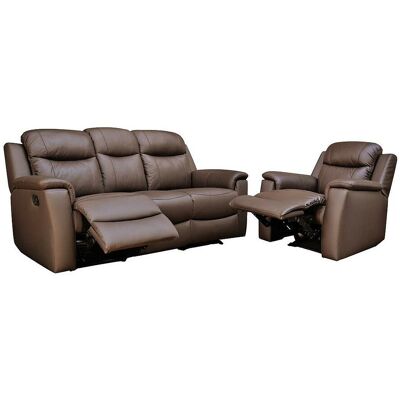 Unique Driezits relaxbank en relaxfauteuil EVASION van leer - bruin - Bruin Unique Driezits relaxbank en relaxfauteuil EVASION van leer - bruin - Bruin