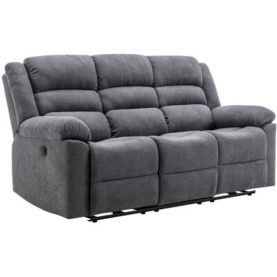 Unique Driedelige elektrische relaxbank van grijze stoffen bekleding BUROLO - Grijs Unique Driedelige elektrische relaxbank van grijze stoffen bekleding BUROLO - Grijs