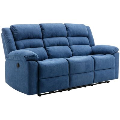 Unique Elektrische driezits-relaxbank van blauwe stoffen bekleding BUROLO - Blauw Unique Elektrische driezits-relaxbank van blauwe stoffen bekleding BUROLO - Blauw