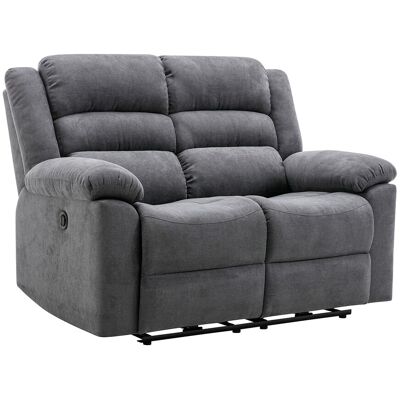 Unique Elektrische tweezits-relaxbank van grijze stoffen bekleding BUROLO - Grijs Unique Elektrische tweezits-relaxbank van grijze stoffen bekleding BUROLO - Grijs