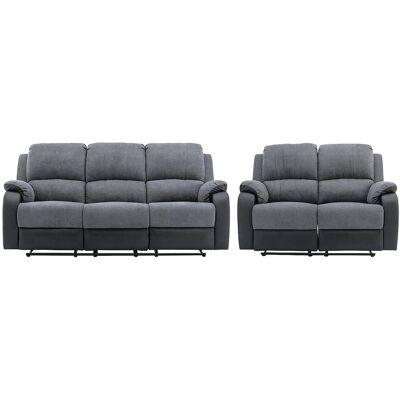 Unique Twee- en driezits-relaxbank van microvezel en grijs en zwart kunstleer BRODY - Zwart, Grijs Unique Twee- en driezits-relaxbank van microvezel en grijs en zwart kunstleer BRODY - Zwart, Grijs