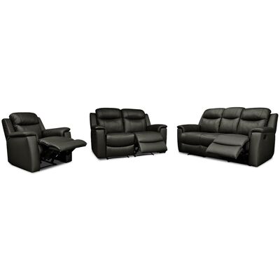 Unique Driezits- en tweezits relaxbank en relaxfauteuil EVASION van leer - zwart - Zwart Unique Driezits- en tweezits relaxbank en relaxfauteuil EVASION van leer - zwart - Zwart