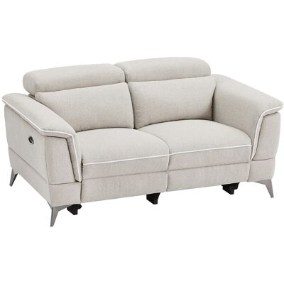 Unique Elektrische relaxbank met 2 plaatsen in beige stof MACARI - Beige Unique Elektrische relaxbank met 2 plaatsen in beige stof MACARI - Beige