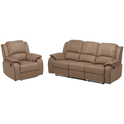 Unique Driezits relaxbank en relaxfauteuil van microvezel HERNANI - Taupe - Taupe Unique Driezits relaxbank en relaxfauteuil van microvezel HERNANI - Taupe - Taupe