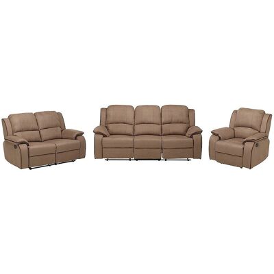 Unique Driezits, tweezits relaxbank en relaxfauteuil van microvezel HERNANI - Taupe - Taupe Unique Driezits, tweezits relaxbank en relaxfauteuil van microvezel HERNANI - Taupe - Taupe