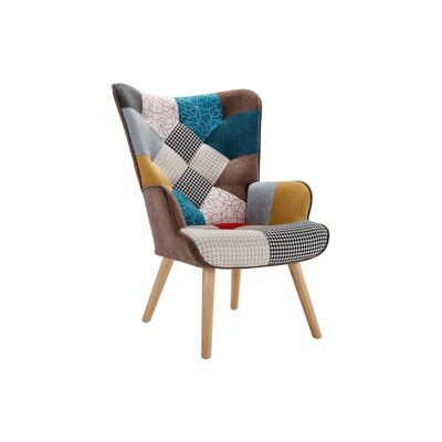 Unique Fauteuil van stof met patchwork VATELY - Veelkleurig Unique Fauteuil van stof met patchwork VATELY - Veelkleurig