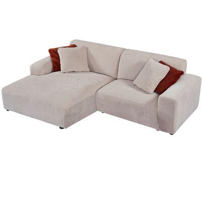 Unique Hoekbank met hoek links van beige ribfluweel TIRONO van Maison Céphy - Beige Unique Hoekbank met hoek links van beige ribfluweel TIRONO van Maison Céphy - Beige