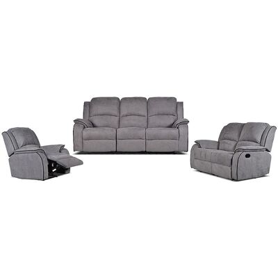 Unique Driezits, tweezits relaxbank en relaxfauteuil van microvezel HERNANI - grijs - Grijs Unique Driezits, tweezits relaxbank en relaxfauteuil van microvezel HERNANI - grijs - Grijs