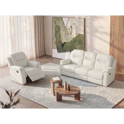 Unique Driezits relaxbank en relaxfauteuil EVASION van leer - ivoorwit - Ivoor Unique Driezits relaxbank en relaxfauteuil EVASION van leer - ivoorwit - Ivoor