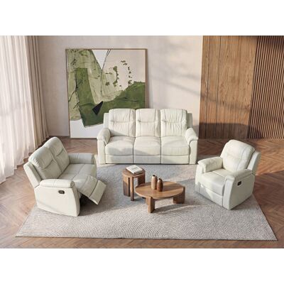 Unique Driezits, tweezits relaxbank en relaxfauteuil EVASION van leer - ivoorwit - Ivoor Unique Driezits, tweezits relaxbank en relaxfauteuil EVASION van leer - ivoorwit - Ivoor