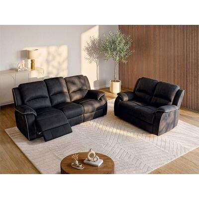 Unique Driezits- en tweezits relaxbank van microvezel HERNANI - zwart - Zwart Unique Driezits- en tweezits relaxbank van microvezel HERNANI - zwart - Zwart