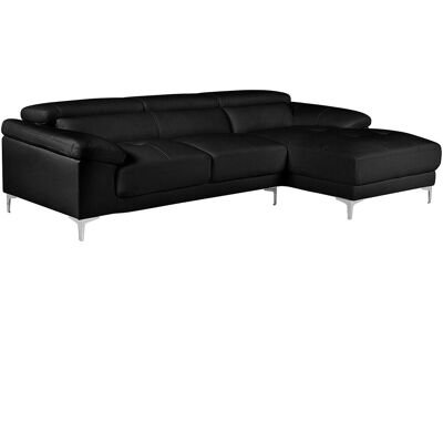 Unique Leren hoekbank SOLANGE - Zwart - Hoek rechts - Zwart Unique Leren hoekbank SOLANGE - Zwart - Hoek rechts - Zwart