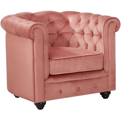 Unique Fauteuil CHESTERFIELD - velours - pastelroze - Poederroze Unique Fauteuil CHESTERFIELD - velours - pastelroze - Poederroze