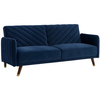Unique Driezitsbedbank van fluweel JORIS - Blauw - Nachtblauw Unique Driezitsbedbank van fluweel JORIS - Blauw - Nachtblauw