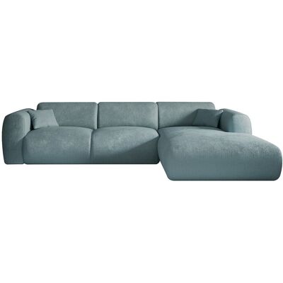 Unique Grote hoekbank met hoek rechts van blauwe ribfluweel met fijne ribbels POGNI van Maison Céphy - Blauw Unique Grote hoekbank met hoek rechts van blauwe ribfluweel met fijne ribbels POGNI van Maison Céphy - Blauw