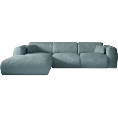 Unique Grote hoekbank met hoek links van blauwe ribfluweel met fijne ribbels POGNI van Maison Céphy - Blauw Unique Grote hoekbank met hoek links van blauwe ribfluweel met fijne ribbels POGNI van Maison Céphy - Blauw