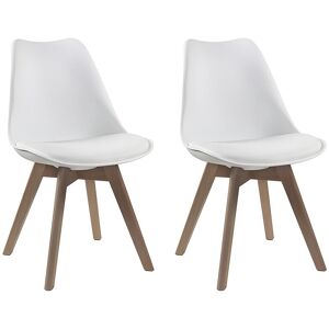 Unique Set van 2 stoelen JODY - Polypropyleen, kunstleer en beuken - Wit - Wit Unique Set van 2 stoelen JODY - Polypropyleen, kunstleer en beuken - Wit - Wit