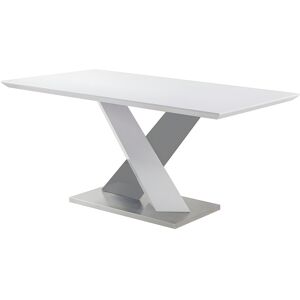 Unique Eettafel SALVA - 6 zitplaatsen - Gelakt mdf - Wit en zwart - Grijs, Wit Unique Eettafel SALVA - 6 zitplaatsen - Gelakt mdf - Wit en zwart - Grijs, Wit