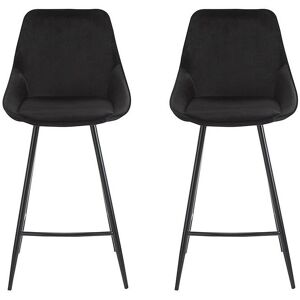Unique Set van 2 barkrukken MASURIE - Velours - Zwart - Zwart Unique Set van 2 barkrukken MASURIE - Velours - Zwart - Zwart