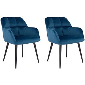 Unique Set van 2 stoelen PEGA - Met armleuningen - Velours en metaal - Blauw - Van Pascal Morabito - Blauw Unique Set van 2 stoelen PEGA - Met armleuningen - Velours en metaal - Blauw - Van Pascal Morabito - Blauw