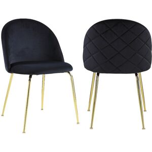 Unique Set van 2 stoelen MELBOURNE - Fluweel en goudkleurig metaal - Zwart - Zwart Unique Set van 2 stoelen MELBOURNE - Fluweel en goudkleurig metaal - Zwart - Zwart