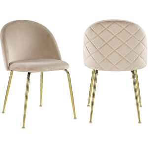 Unique Set van 2 stoelen MELBOURNE - Fluweel en goudkleurig metaal - Beige - Beige Unique Set van 2 stoelen MELBOURNE - Fluweel en goudkleurig metaal - Beige - Beige