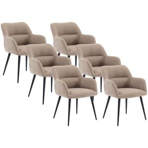 Unique Set van 6 stoelen HEKA - Met armleuningen - Stof en metaal - Beige - Beige Unique Set van 6 stoelen HEKA - Met armleuningen - Stof en metaal - Beige - Beige