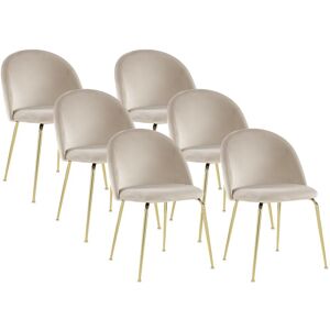 Unique Set van 6 stoelen MELBOURNE - Fluweel en goudkleurig metaal - Beige - Beige Unique Set van 6 stoelen MELBOURNE - Fluweel en goudkleurig metaal - Beige - Beige