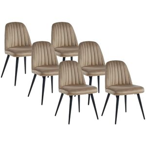 Unique Set van 6 stoelen ELEANA - Velours en zwart metaal - Beige - Beige Unique Set van 6 stoelen ELEANA - Velours en zwart metaal - Beige - Beige