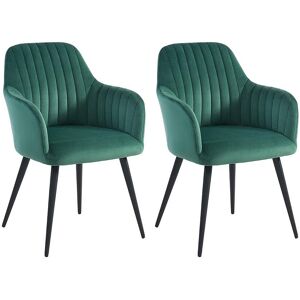 Unique Set van 2 stoelen met armleuningen ELEANA - Fluweel & zwart metaal - Groen - Emerald groen Unique Set van 2 stoelen met armleuningen ELEANA - Fluweel & zwart metaal - Groen - Emerald groen